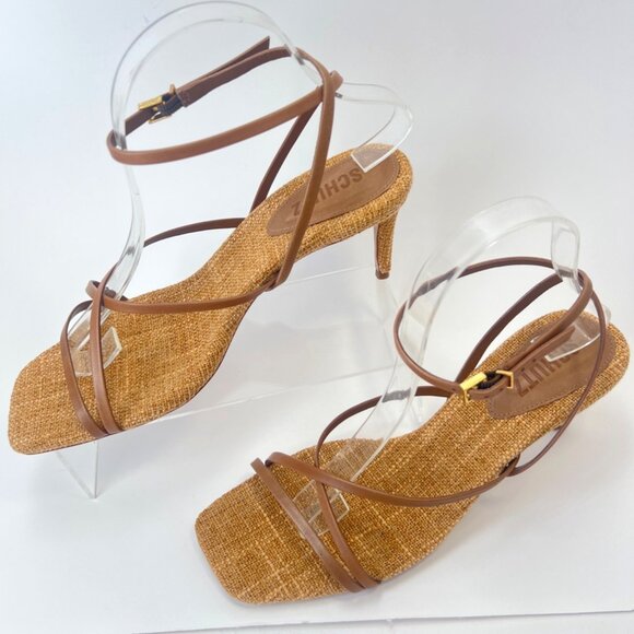 Schutz Bari Womens Brown Leather Sandals Strappy Ankle strap Heels Size 7.5 - Picture 10 of 11